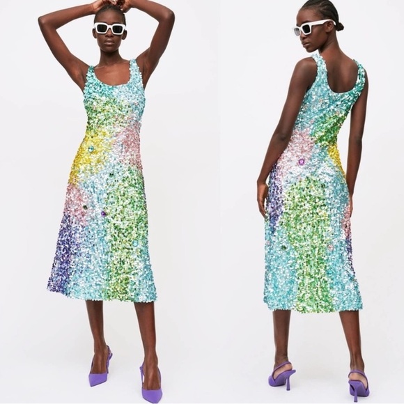 New Cynthia Rowley Prism Sequin Dress - Picture 4 of 11